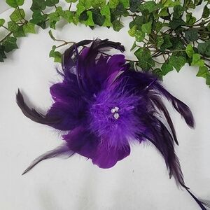 Purple Feather Plume Brooch or Hairclip